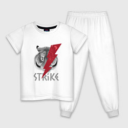 Пижама хлопковая детская Тигр - Настоящий хищник Strike, цвет: белый
