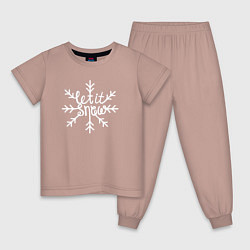 Пижама хлопковая детская Snowflake Let it snow, цвет: пыльно-розовый
