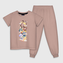Пижама хлопковая детская Герои Ли Юэ, цвет: пыльно-розовый