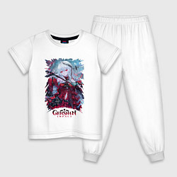 Пижама хлопковая детская GENSHIN IMPACT НОВАЯ ГЕРОИНЯ HERO, цвет: белый