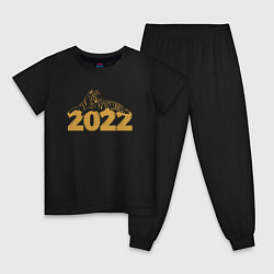 Пижама хлопковая детская Gold - Новогодний Тигр 2022, цвет: черный