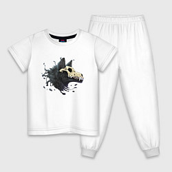 Пижама хлопковая детская Cool wolf, цвет: белый