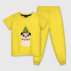 Пижама хлопковая детская Пёса-ёлка, цвет: желтый