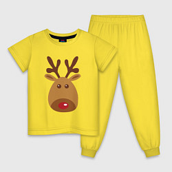 Пижама хлопковая детская Олень 2022, цвет: желтый