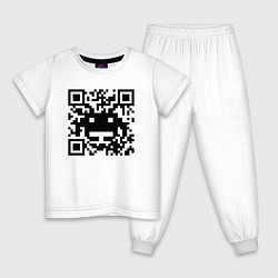Пижама хлопковая детская QR-Monster, цвет: белый