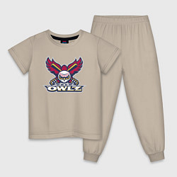 Пижама хлопковая детская Orem Owlz - baseball team, цвет: миндальный