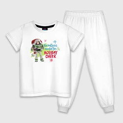 Пижама хлопковая детская Buzz Holiday Cheer, цвет: белый