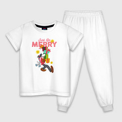 Пижама хлопковая детская Just be MERRY, цвет: белый