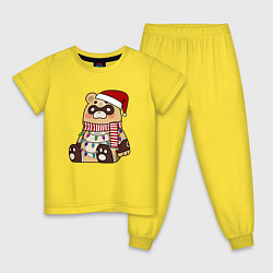 Пижама хлопковая детская ГОБА БОГ ОЧАГА НОВОГОДНИЙ, цвет: желтый