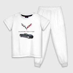 Пижама хлопковая детская Chevrolet Corvette, цвет: белый