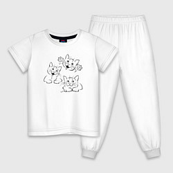 Пижама хлопковая детская Веселые котэ, цвет: белый