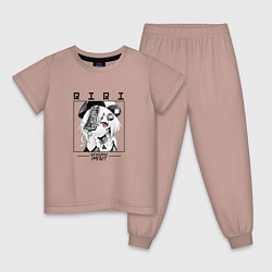 Пижама хлопковая детская Цици Qiqi, Genshin Impact, цвет: пыльно-розовый