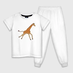 Пижама хлопковая детская Жираф бегущий, цвет: белый