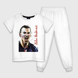 Пижама хлопковая детская Zlatan Ibrahimovich - striker, Milan, цвет: белый