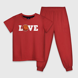 Пижама хлопковая детская Баскетбол LOVE, цвет: красный