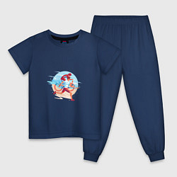 Пижама хлопковая детская Трилайф цвета тёмно-синий — фото 1