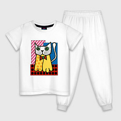 Пижама хлопковая детская Ромеро Б Кот, цвет: белый