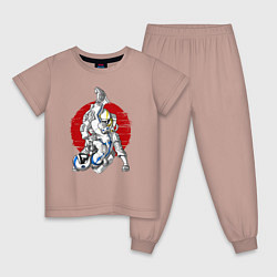 Пижама хлопковая детская Боевые искусства космонавтов, цвет: пыльно-розовый