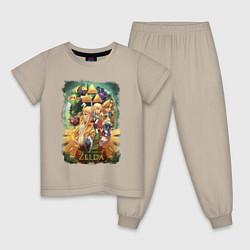 Пижама хлопковая детская Легенда о Зельде арт, цвет: миндальный