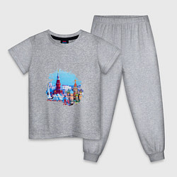 Пижама хлопковая детская Москва Россия Туризм, цвет: меланж