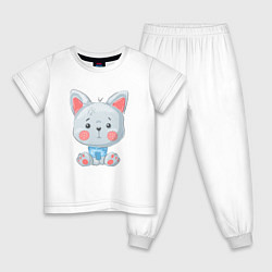 Пижама хлопковая детская Милый волк, цвет: белый
