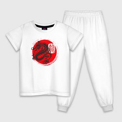 Пижама хлопковая детская Ниндзя дракон Япония, цвет: белый