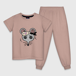 Пижама хлопковая детская Клинок, рассекающий демонов Мыши-ниндзя Шиноби Kim, цвет: пыльно-розовый