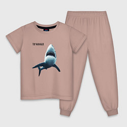 Пижама хлопковая детская Акула - топ менеджер, цвет: пыльно-розовый