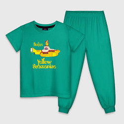 Пижама хлопковая детская On a Yellow Submarine цвета зеленый — фото 1