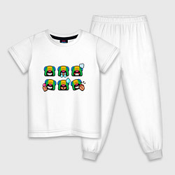 Пижама хлопковая детская Значки на Леона Пины Бравл Старс Brawl Stars Speci, цвет: белый