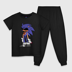 Пижама хлопковая детская Sonic Exe Sketch Hedgehog, цвет: черный