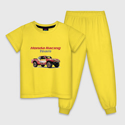 Пижама хлопковая детская Honda racing team, цвет: желтый