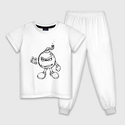 Пижама хлопковая детская Бомба Бум, цвет: белый