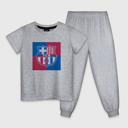 Пижама хлопковая детская FC Barcelona Logo 2022, цвет: меланж