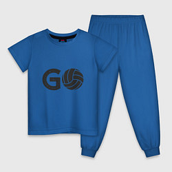 Пижама хлопковая детская Go Volleyball, цвет: синий