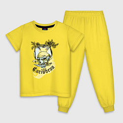Пижама хлопковая детская Череп корсар, цвет: желтый