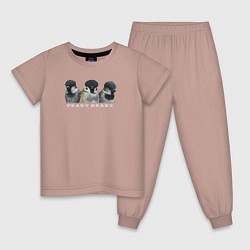Пижама хлопковая детская Острые клювы, цвет: пыльно-розовый