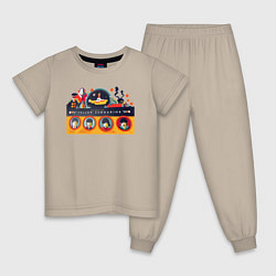 Пижама хлопковая детская Yellow Submarine Мультфильм, цвет: миндальный