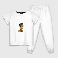 Пижама хлопковая детская NFT Monkey, цвет: белый