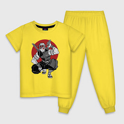 Пижама хлопковая детская Тенген Японский стиль, цвет: желтый