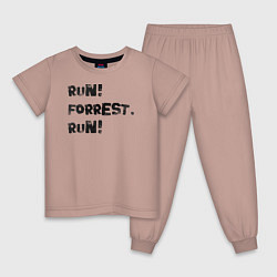 Пижама хлопковая детская Цитата из фильма Форест Гамп, цвет: пыльно-розовый