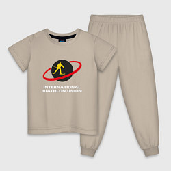Пижама хлопковая детская Биатлон Лого, цвет: миндальный