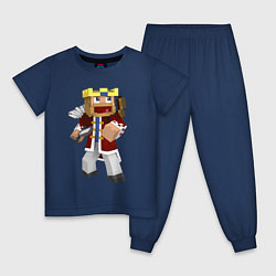 Пижама хлопковая детская Minecraft Warrior, цвет: тёмно-синий