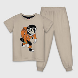 Пижама хлопковая детская Astronaut Cool Monkey, цвет: миндальный