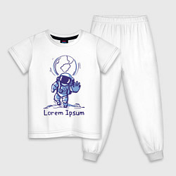 Пижама хлопковая детская Lorem Ipsum Space, цвет: белый
