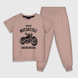 Пижама хлопковая детская American Motorcycle, цвет: пыльно-розовый