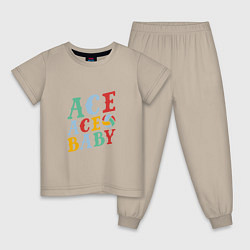 Пижама хлопковая детская Ace Ace Baby, цвет: миндальный