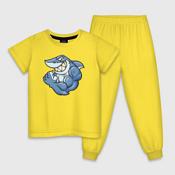 Пижама хлопковая детская Акула с бицухой shark, цвет: желтый