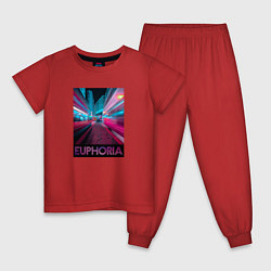 Пижама хлопковая детская Эйфория Город в неоне, цвет: красный