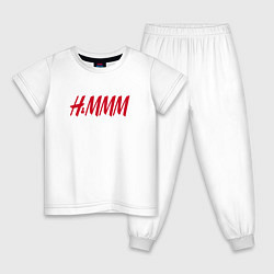Пижама хлопковая детская H&MMM LOGO, цвет: белый